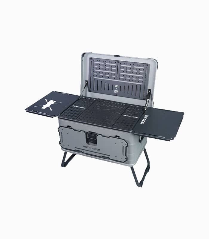 میز و جعبه چندکاره قابل حمل ۵۰ لیتری با پایه Camping Table Silver
